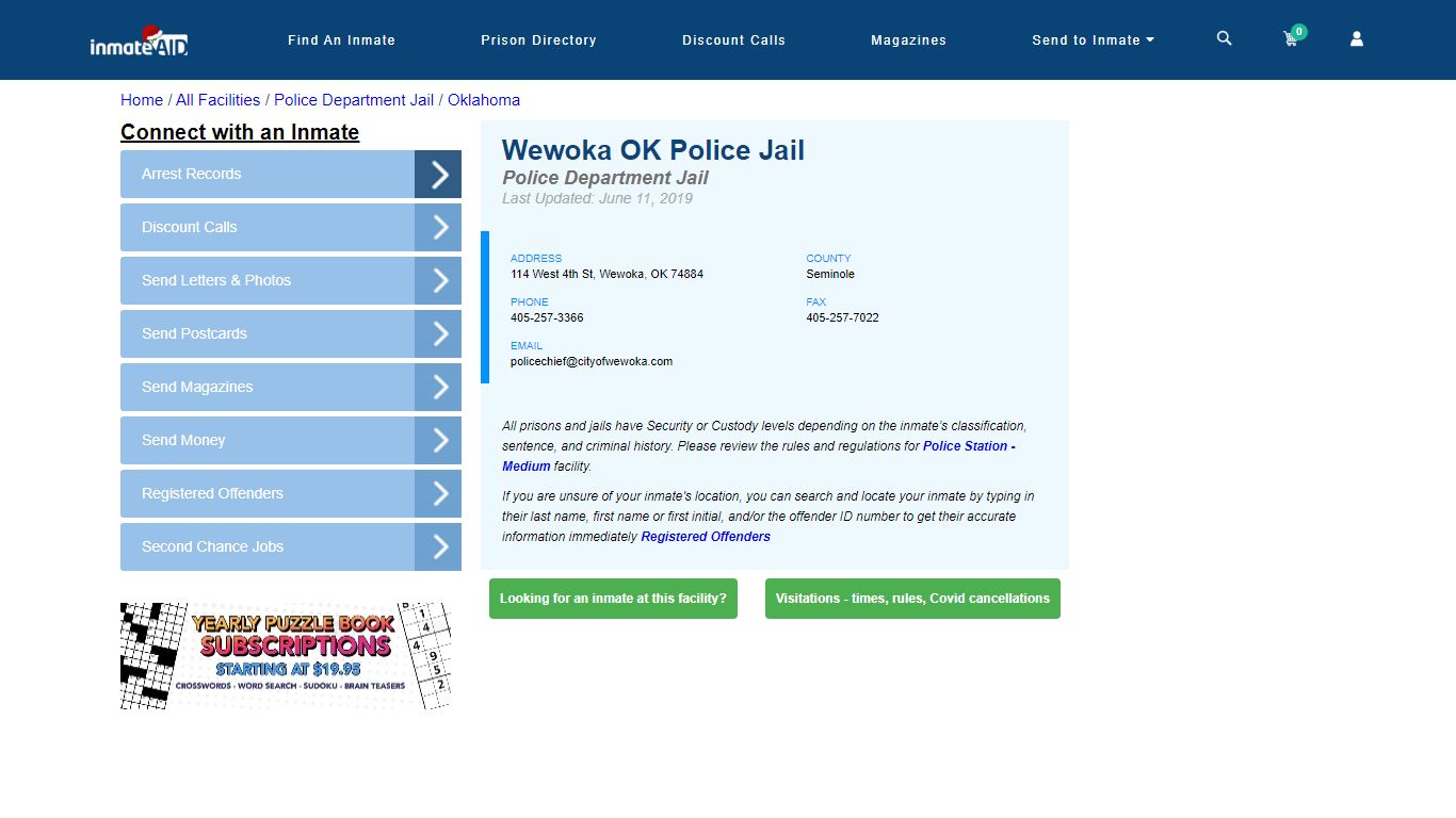 Wewoka OK Police Jail & Inmate Search - Wewoka, OK