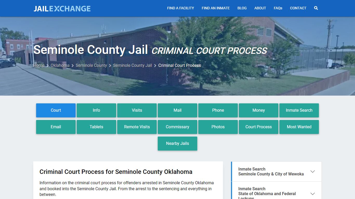 Criminal Court Process for Seminole County Jail, Wewoka, Seminole ...