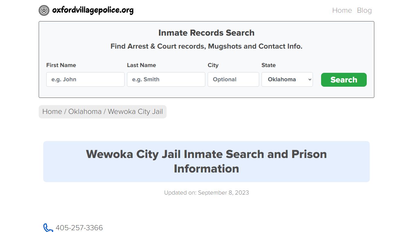 Wewoka City Jail Inmate Search and Prison Information